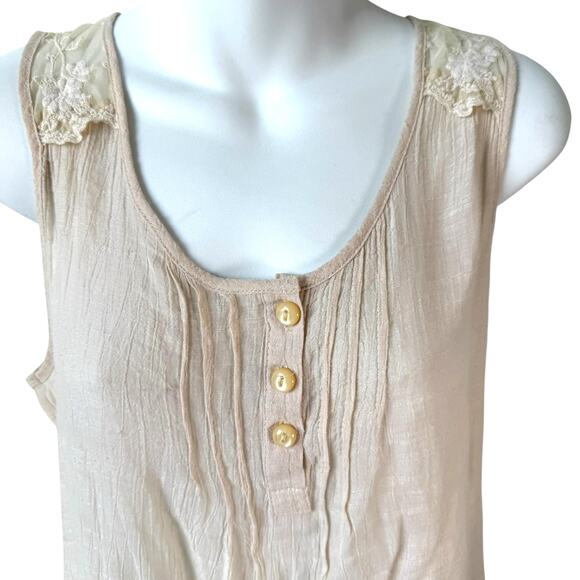 Cynthia Rowley Cream Sleeveless Top Womens Medium Lace Romantic Flirty Coquette - Picture 2 of 14